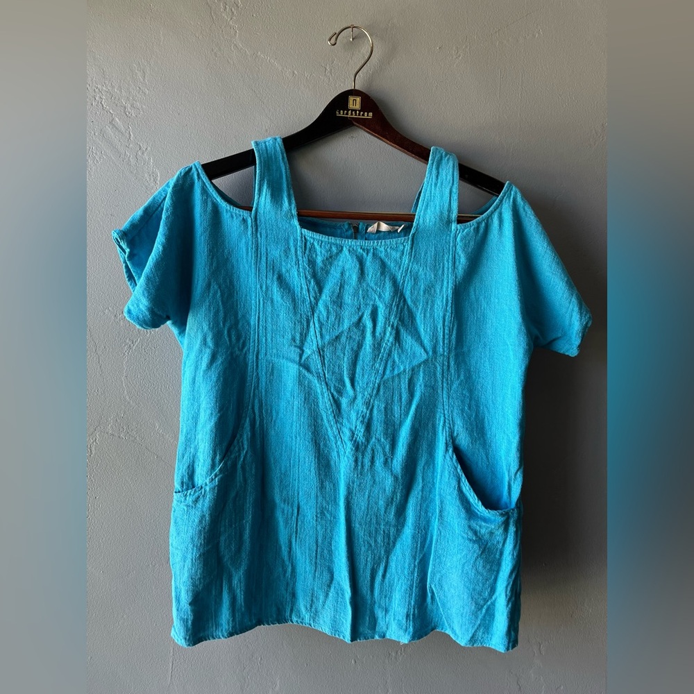 Soft Surroundings Off The Shoulder Teal Blouse ~ Size PXS